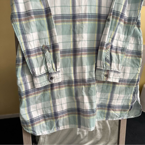 Pendleton Popover Shirt Dress Womens Light Blue Plaid Cotton 3/4 Sleeves L Tunic - Picture 4 of 11